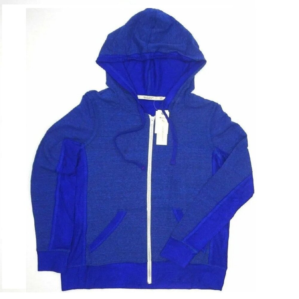 Abbot & Main Women's Hoodie Full Zip Sweatshirt Jacket Blue Dazzle Size S